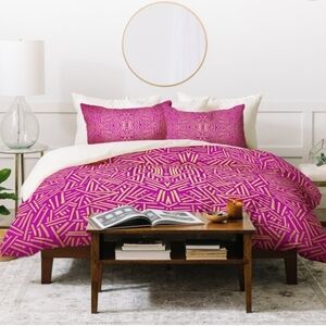 Modern Pink Geometric Comforter Set